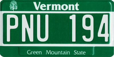 VT license plate PNU194