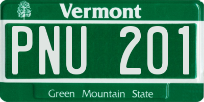 VT license plate PNU201