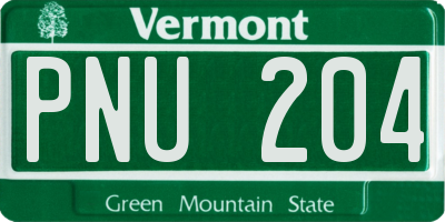 VT license plate PNU204