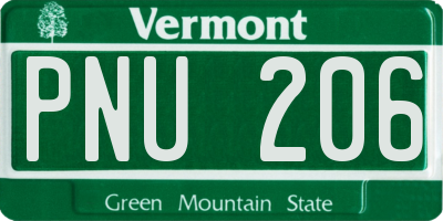 VT license plate PNU206