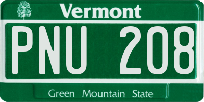 VT license plate PNU208