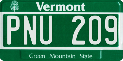 VT license plate PNU209
