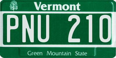 VT license plate PNU210