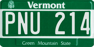 VT license plate PNU214