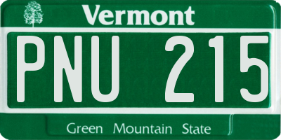 VT license plate PNU215