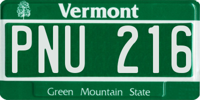 VT license plate PNU216