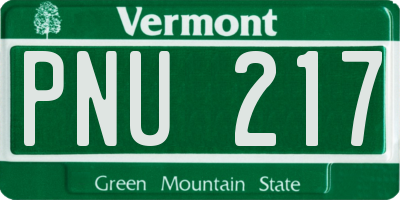 VT license plate PNU217