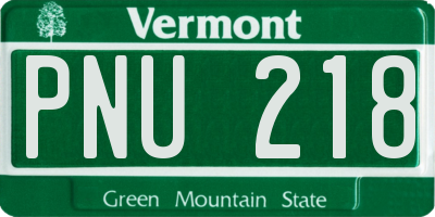 VT license plate PNU218