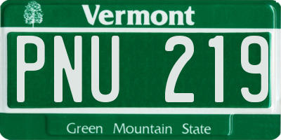 VT license plate PNU219