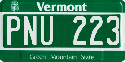 VT license plate PNU223