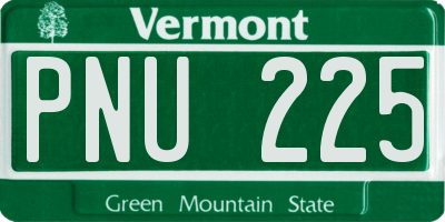 VT license plate PNU225