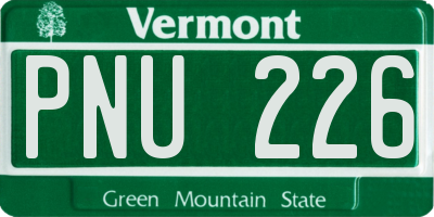 VT license plate PNU226