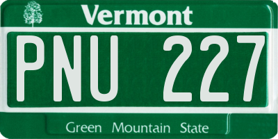 VT license plate PNU227