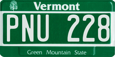 VT license plate PNU228