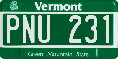 VT license plate PNU231