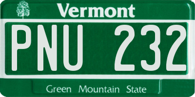 VT license plate PNU232