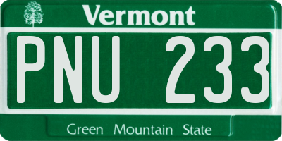 VT license plate PNU233