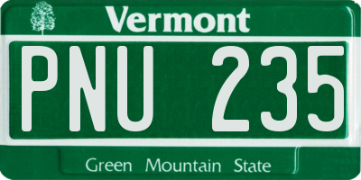 VT license plate PNU235