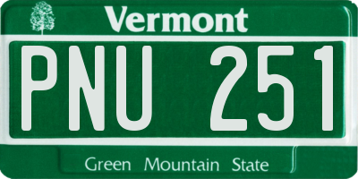 VT license plate PNU251