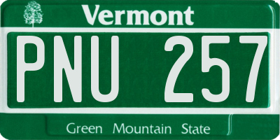 VT license plate PNU257