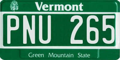 VT license plate PNU265