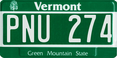 VT license plate PNU274
