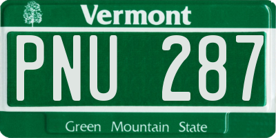 VT license plate PNU287