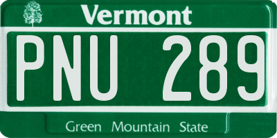 VT license plate PNU289