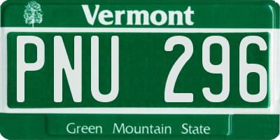 VT license plate PNU296