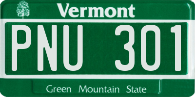 VT license plate PNU301