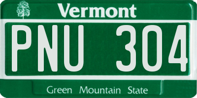 VT license plate PNU304