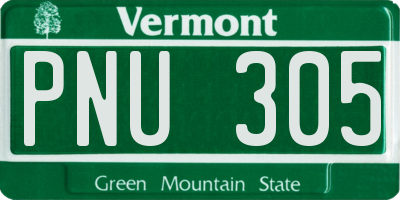 VT license plate PNU305