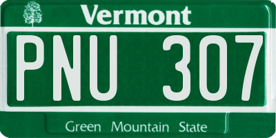VT license plate PNU307