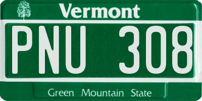 VT license plate PNU308