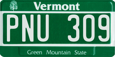 VT license plate PNU309