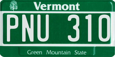 VT license plate PNU310