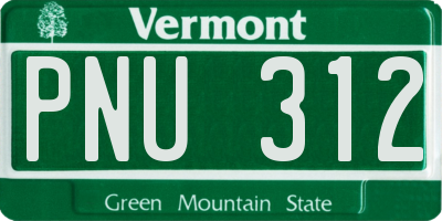 VT license plate PNU312