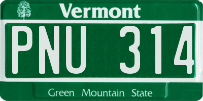 VT license plate PNU314
