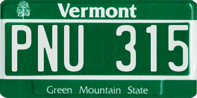 VT license plate PNU315