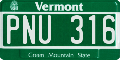 VT license plate PNU316