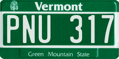 VT license plate PNU317