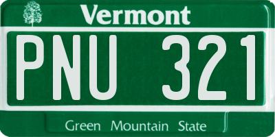 VT license plate PNU321