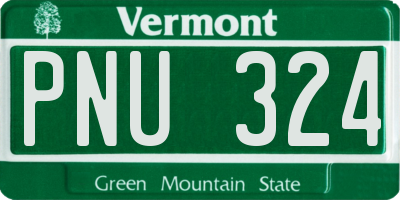 VT license plate PNU324