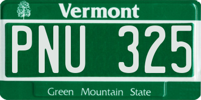 VT license plate PNU325