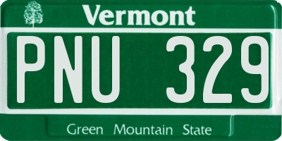 VT license plate PNU329