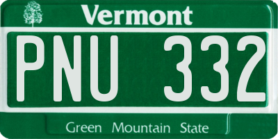VT license plate PNU332