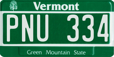 VT license plate PNU334