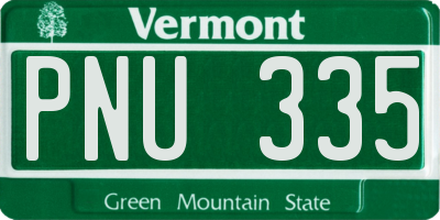VT license plate PNU335