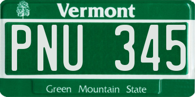 VT license plate PNU345