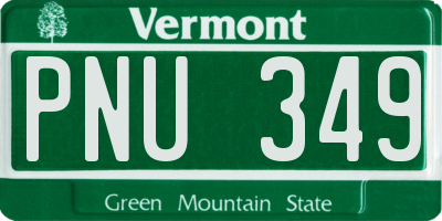 VT license plate PNU349